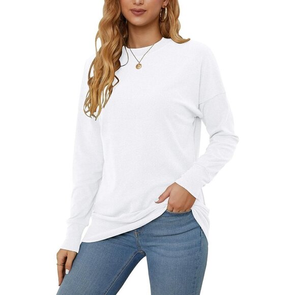 Plmoken Sweatshirts For  Women Long Sleeve Round Neck Tunic Tops For Leggings - Picture 6 of 6